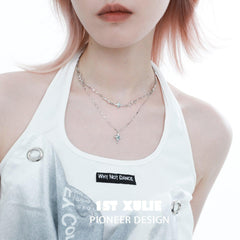 1ST XULIE "Starry Night" Minimalist Pendant Necklace in 925 Sterling Silver - Lifestyle Shot
