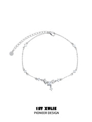 1ST XULIE "Silver Angel" Minimalist Stone-Inspired Choker Necklace in 925 Sterling Silver - Lifestyle Shot