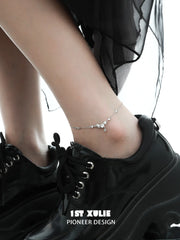 1ST XULIE "Silver Angel" Minimalist Stone-Inspired Choker Necklace in 925 Sterling Silver - On Model