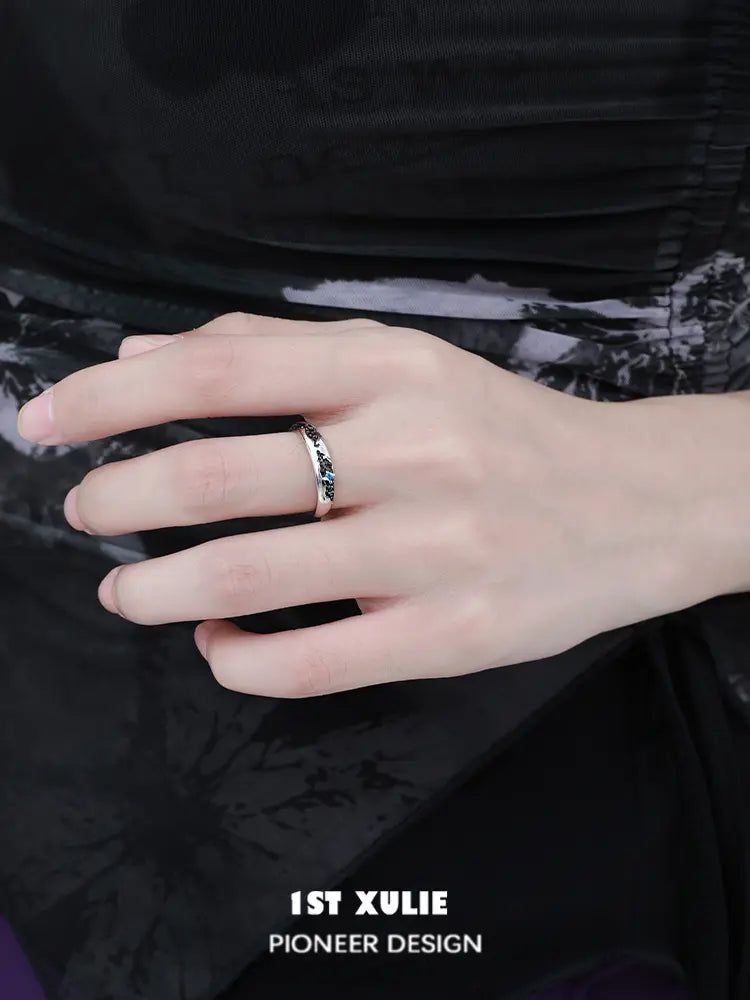 1ST XULIE "Mini World" Minimalist World Map Travel Ring in 925 Sterling Silver - On Model Style View
