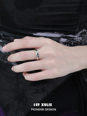 1ST XULIE "Mini World" Minimalist World Map Travel Ring in 925 Sterling Silver - On Model Style View