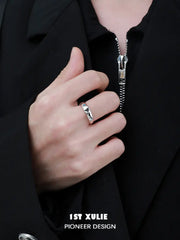 1ST XULIE "Mini World" Minimalist World Map Travel Ring in 925 Sterling Silver - On Model Close-Up