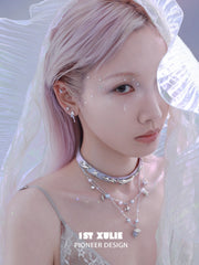 1ST XULIE "ATLANTIS" Mismatched Starfish & Conch Stud Earrings in 925 Sterling Silver - Product Angle Shot