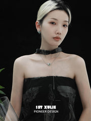 1ST XULIE "Irises" Modern Chain Jade Pendant Necklace in 925 Sterling Silver & Platinum Plated - Lifestyle Shot