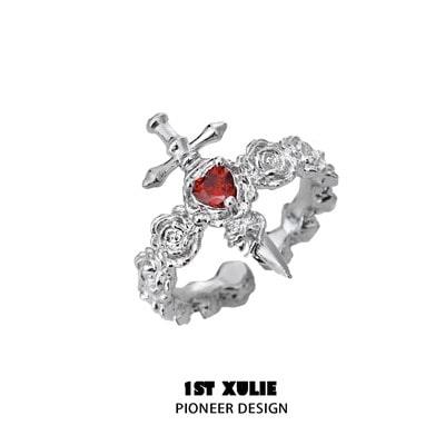 1ST XULIE "Forbidden Love" Modern Forbidden Love Open Ring in 24K Gold Plated 925 Sterling Silver - Angle View