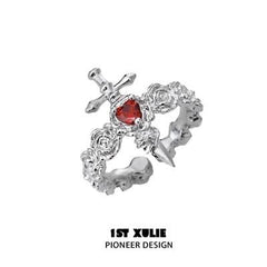 1ST XULIE "Forbidden Love" Modern Forbidden Love Open Ring in 24K Gold Plated 925 Sterling Silver - Angle View