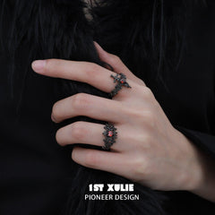 1ST XULIE "Forbidden Love" Modern Forbidden Love Open Ring in 24K Gold Plated 925 Sterling Silver - On Model