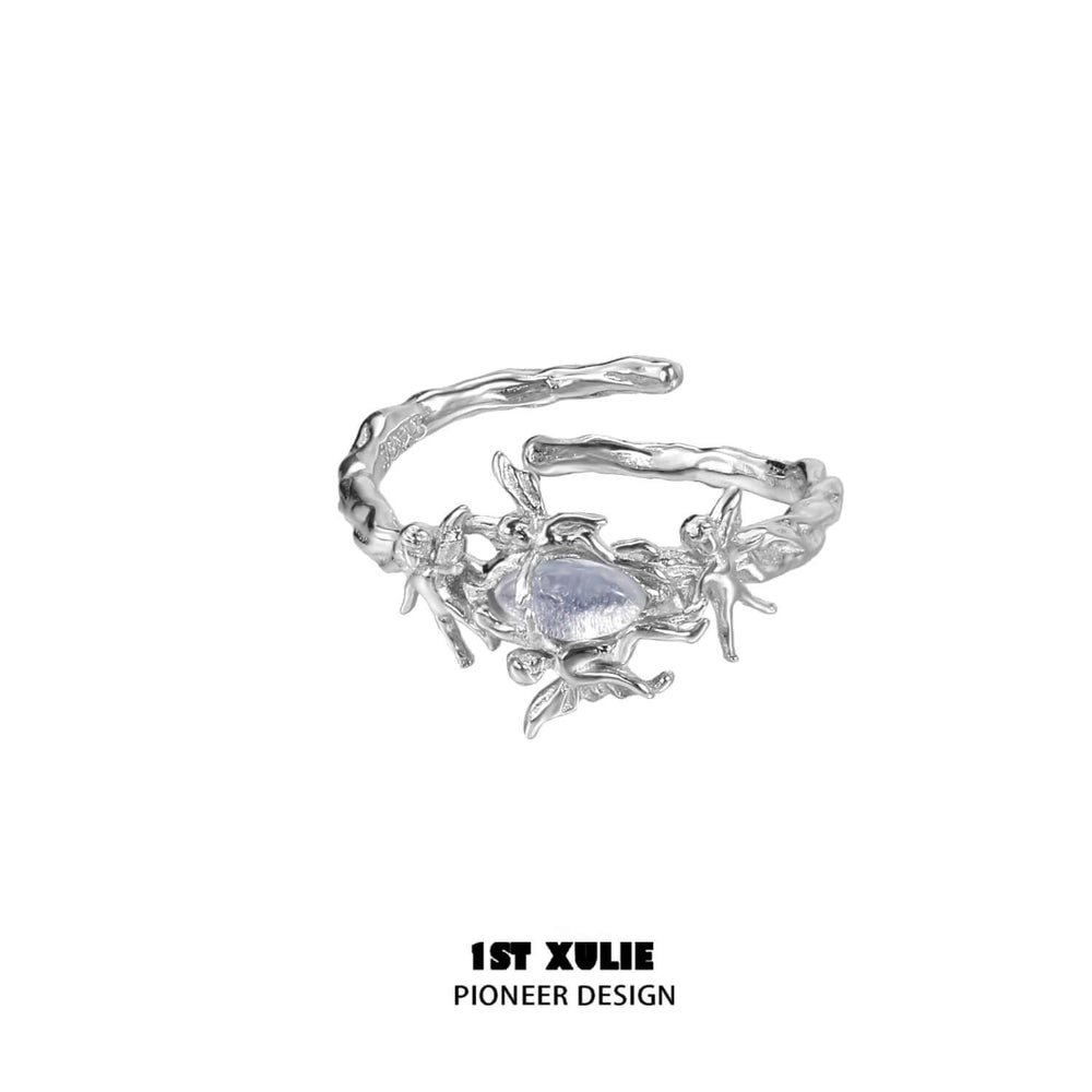 1ST XULIE "Blue Sky" Mystical Statement Opal Genie Ring in 925 Sterling Silver - Side View