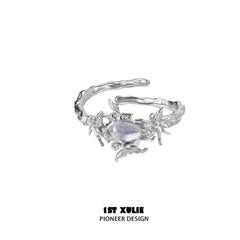 1ST XULIE "Blue Sky" Mystical Statement Opal Genie Ring in 925 Sterling Silver - Side View