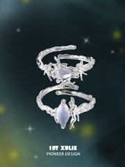 1ST XULIE "Blue Sky" Mystical Statement Opal Genie Ring in 925 Sterling Silver - Product View