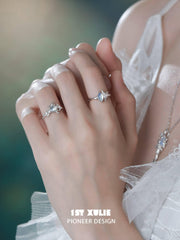 1ST XULIE "Blue Sky" Mystical Statement Opal Genie Ring in 925 Sterling Silver - On Model Close-up