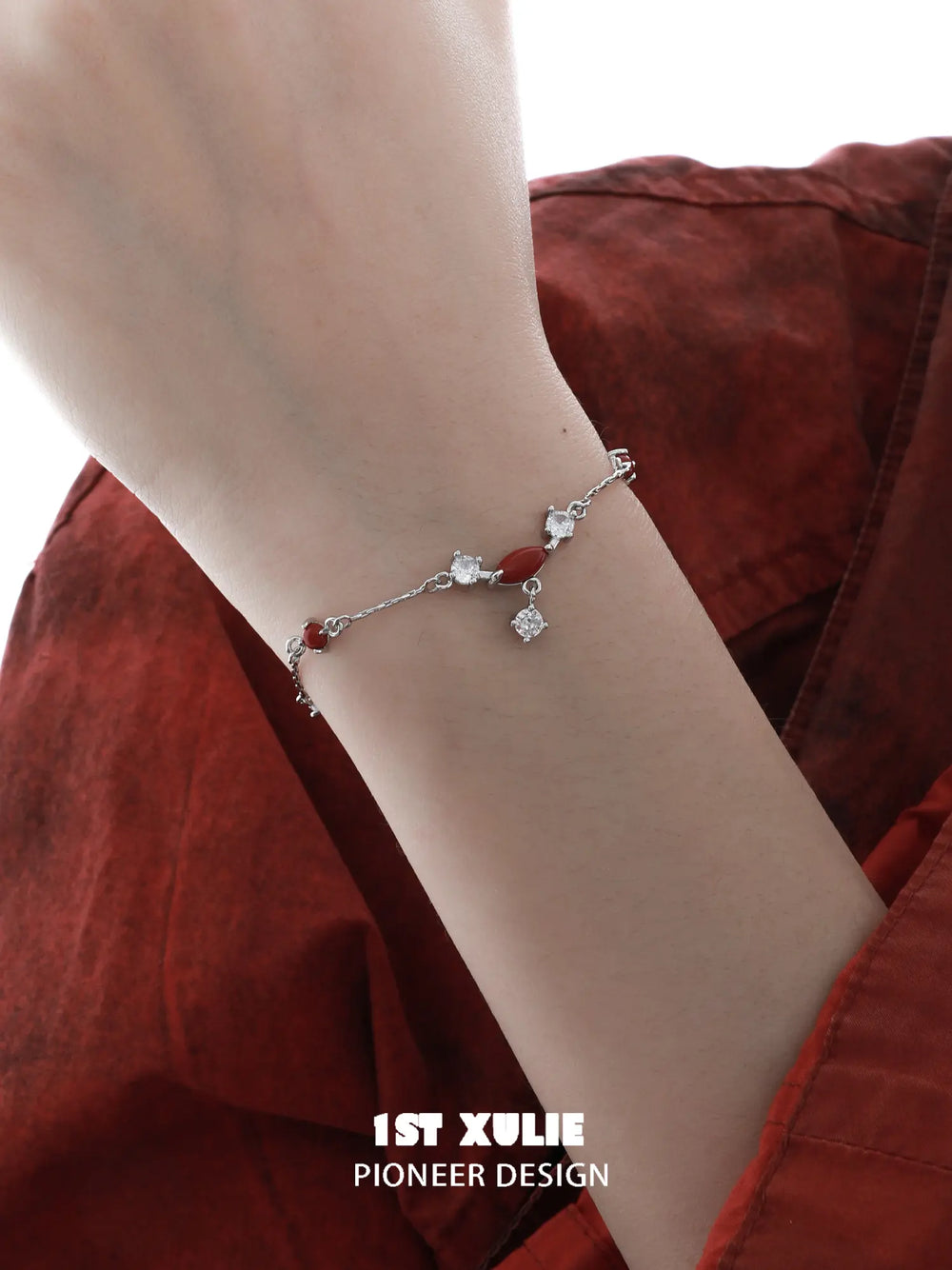 1ST XULIE Jewelry "Stone Age" Natural Stone Bracelet in Brass - Detail Shot