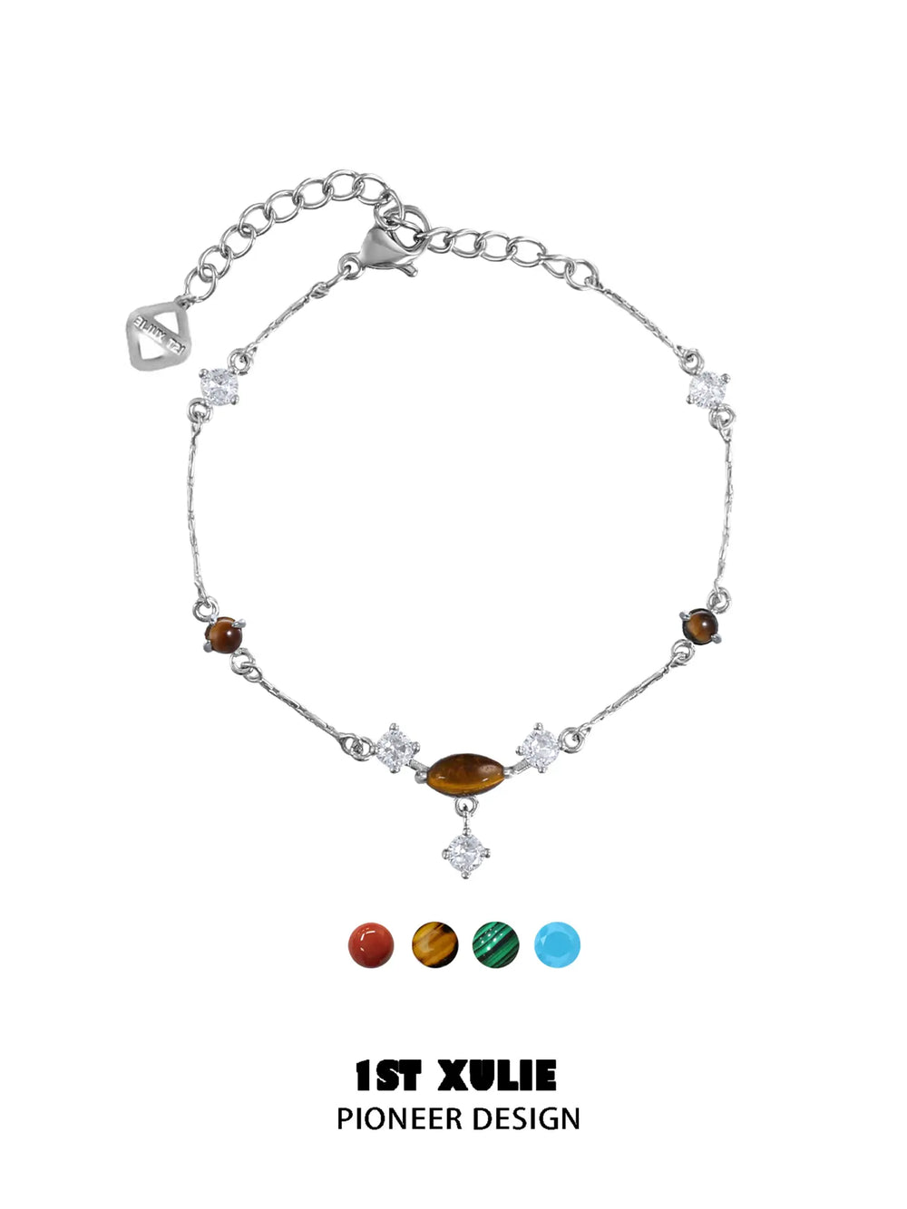 1ST XULIE Jewelry "Stone Age" Natural Stone Bracelet in Brass - Flat Lay