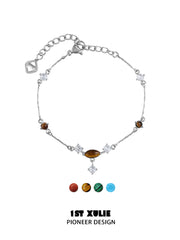 1ST XULIE Jewelry "Stone Age" Natural Stone Bracelet in Brass - Flat Lay