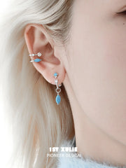 1ST XULIE Jewelry "Stone Age" Natural Stone Ear Cuffs in Rhodium Plated Brass - Brown Stone Detail
