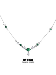 1ST XULIE Jewelry "Stone Age" Natural Stone Pendant Necklace in Rhodium Plated Brass - Angle 1