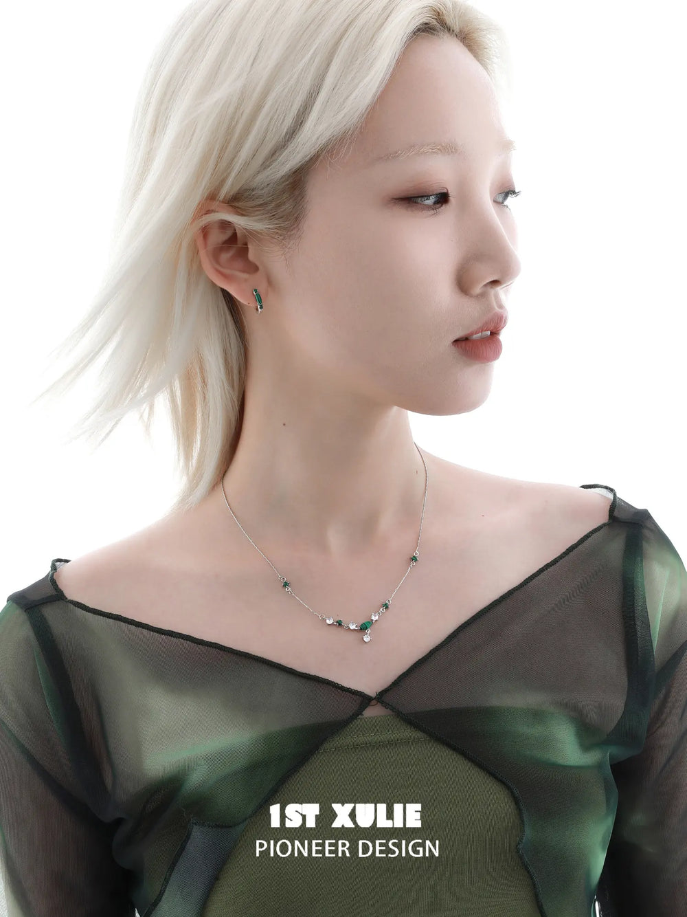 1ST XULIE Jewelry "Stone Age" Natural Stone Pendant Necklace in Rhodium Plated Brass - Detail Shot