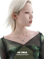 1ST XULIE Jewelry "Stone Age" Natural Stone Pendant Necklace in Rhodium Plated Brass - Detail Shot