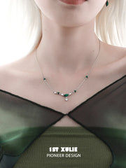 1ST XULIE Jewelry "Stone Age" Natural Stone Pendant Necklace in Rhodium Plated Brass - Product View