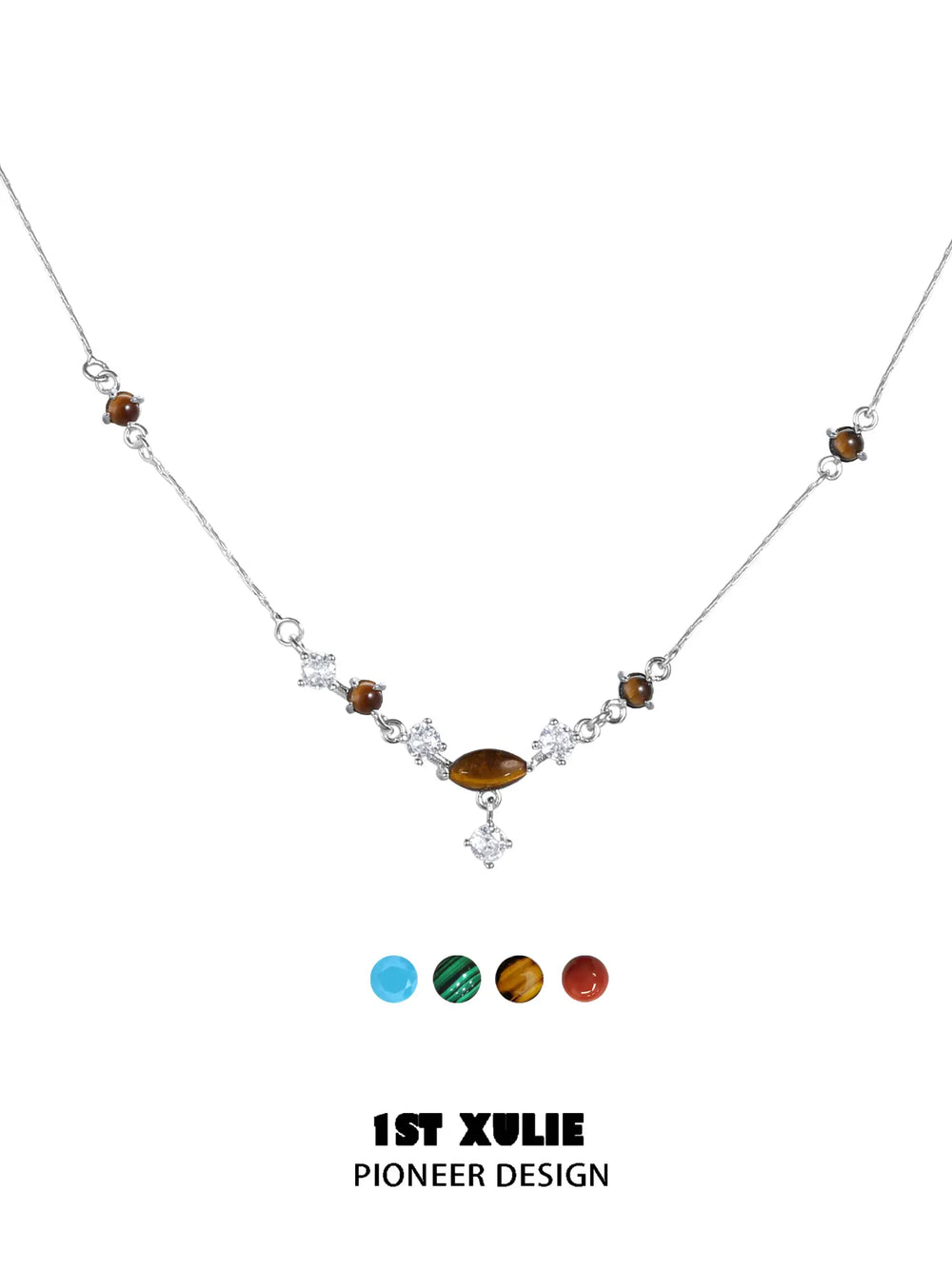 1ST XULIE Jewelry "Stone Age" Natural Stone Pendant Necklace in Rhodium Plated Brass - Packaging View