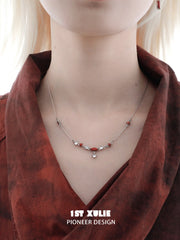 1ST XULIE Jewelry "Stone Age" Natural Stone Pendant Necklace in Rhodium Plated Brass - Side View