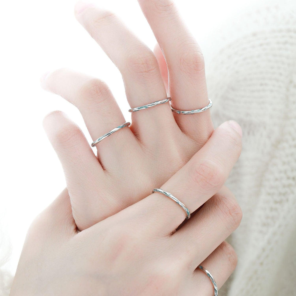 1ST XULIE "THE SEA" Ocean Wave Adjustable Band Ring in 925 Sterling Silver - Detail Shot