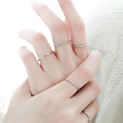 1ST XULIE "THE SEA" Ocean Wave Adjustable Band Ring in 925 Sterling Silver - Detail Shot