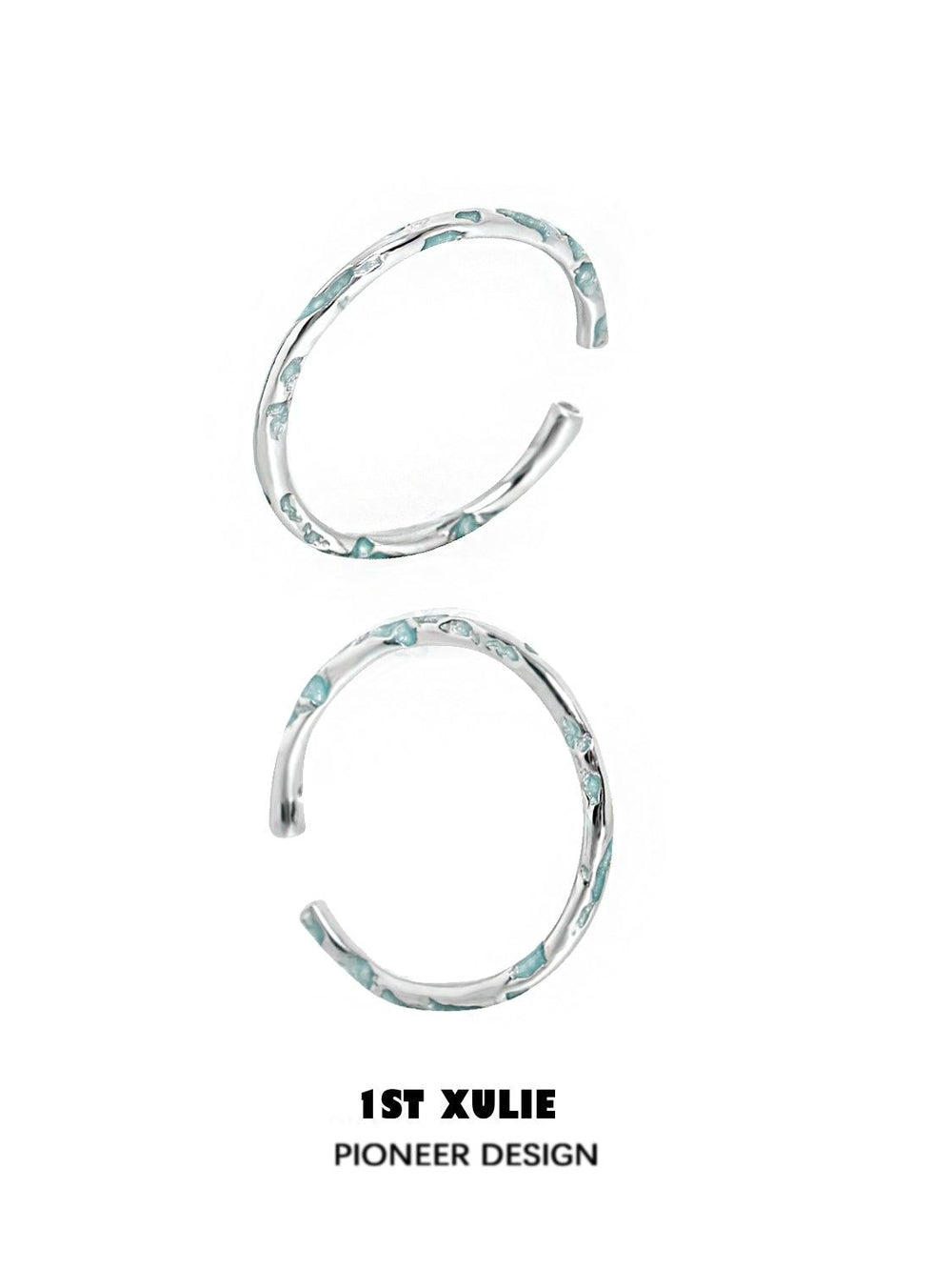 1ST XULIE "THE SEA" Ocean Wave Adjustable Band Ring in 925 Sterling Silver - Lifestyle Shot