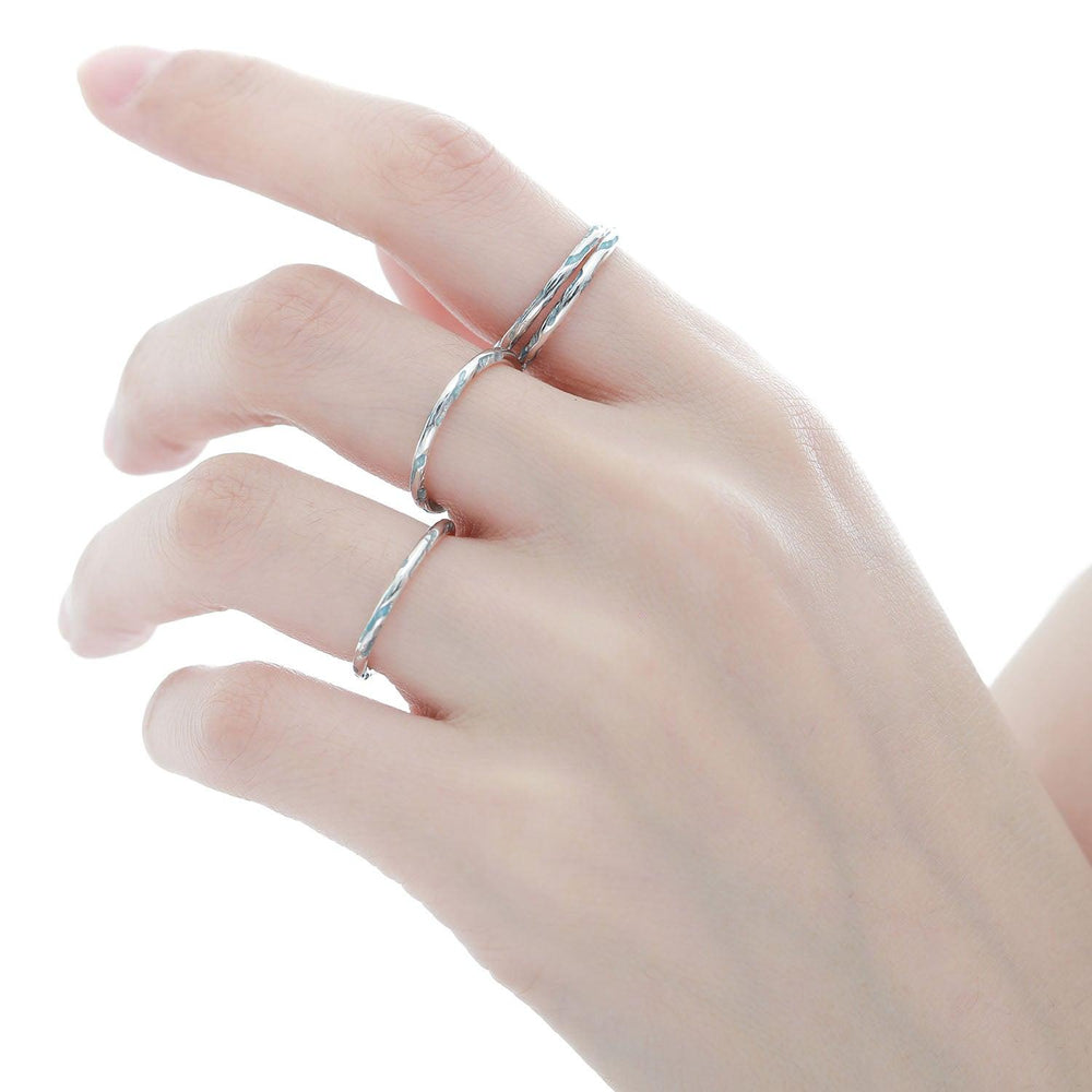 1ST XULIE "THE SEA" Ocean Wave Adjustable Band Ring in 925 Sterling Silver - On Model