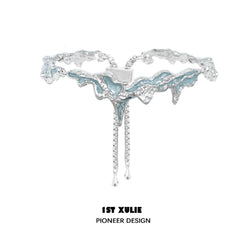 1ST XULIE "THE SEA" Ocean Wave Chain Bracelet in Platinum Plated - Detail Shot