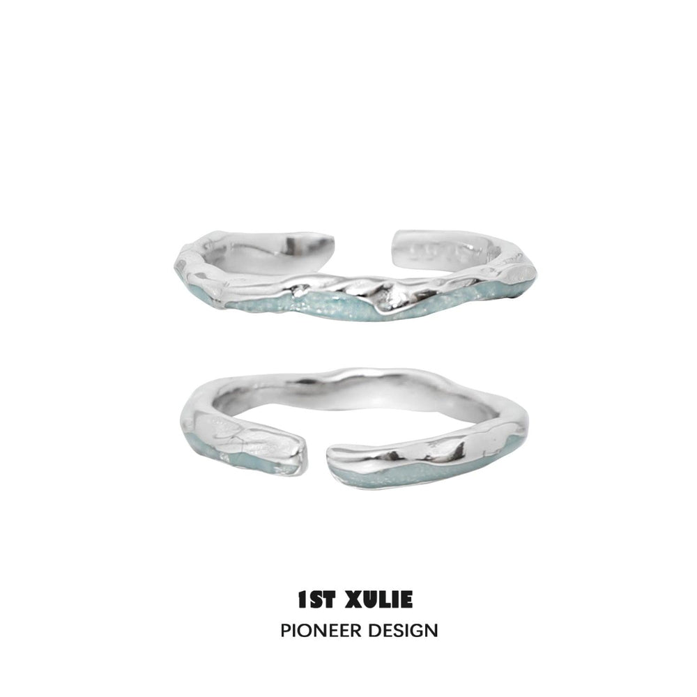 1ST XULIE "THE SEA" Ocean Wave Couple Ring in 925 Sterling Silver - Product View