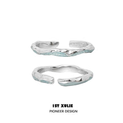 1ST XULIE "THE SEA" Ocean Wave Couple Ring in 925 Sterling Silver - Product View