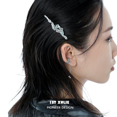 1ST XULIE "THE SEA" Ocean Wave Hairpin in Platinum Plating - Product View