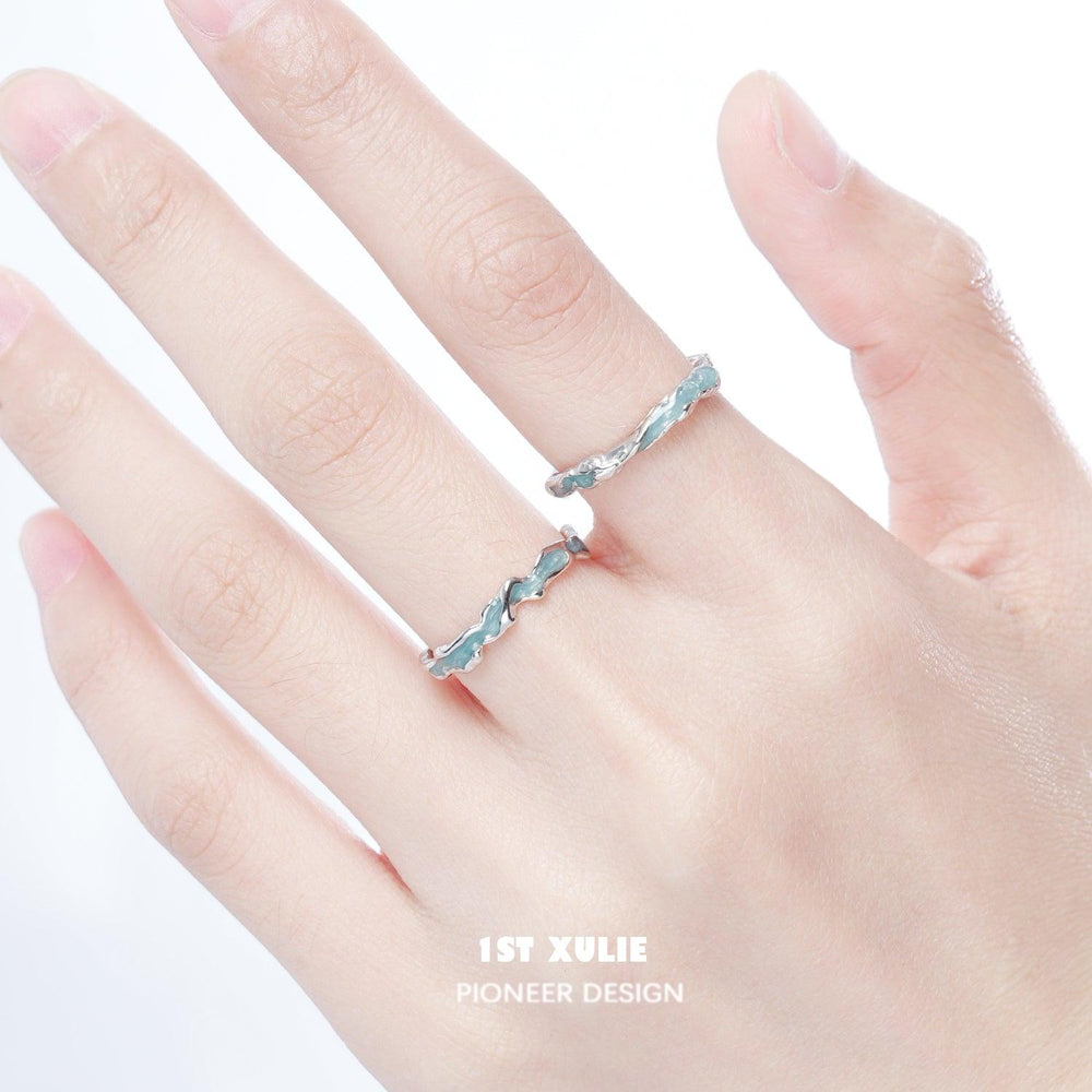 1ST XULIE "THE SEA" Ocean Wave Ring in 925 Sterling Silver - Detail Shot
