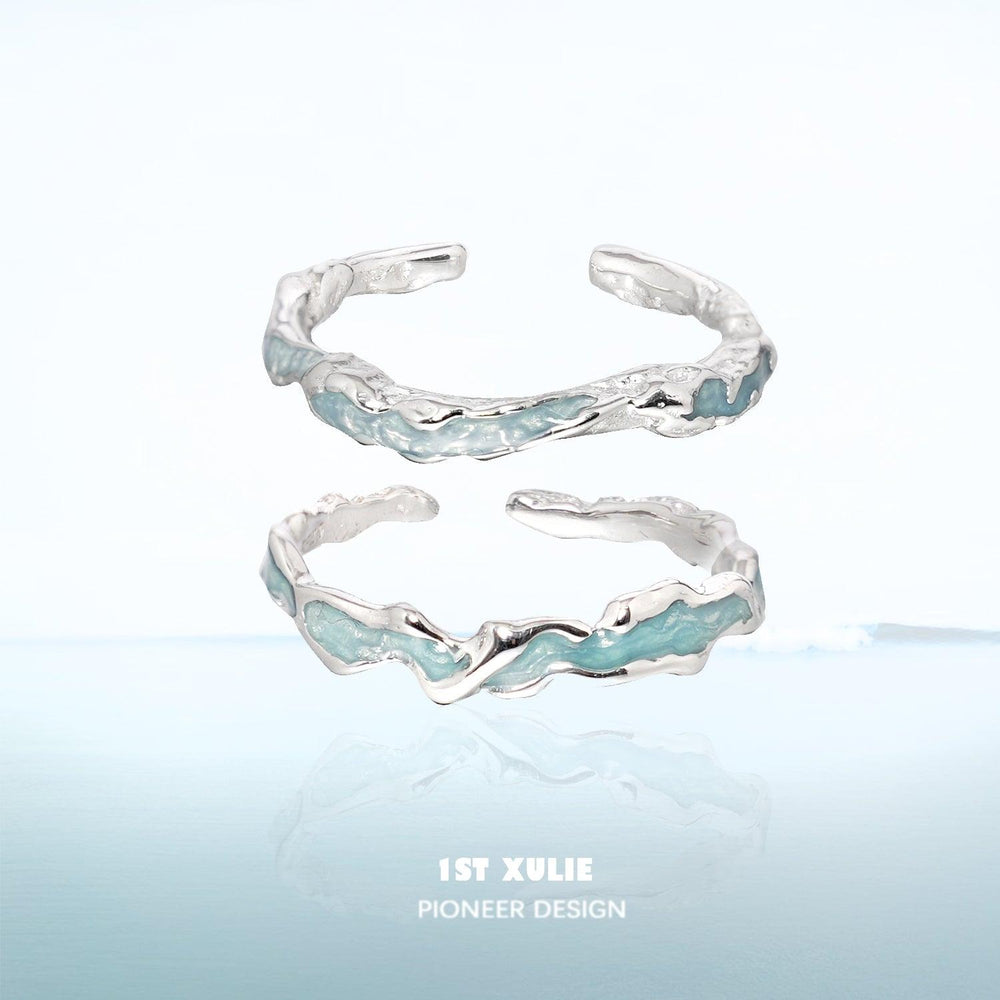 1ST XULIE "THE SEA" Ocean Wave Ring in 925 Sterling Silver - Product View