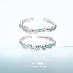 1ST XULIE "THE SEA" Ocean Wave Ring in 925 Sterling Silver - Product View