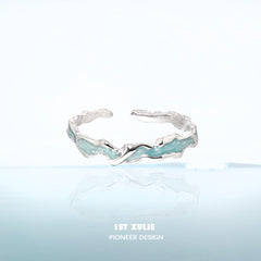 1ST XULIE "THE SEA" Ocean Wave Ring in 925 Sterling Silver - On Model
