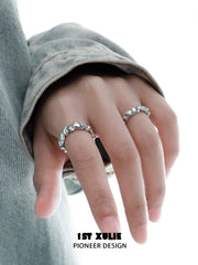 1ST XULIE "The Sea" Oceanic Drip Wax Statement Band Ring in 925 Sterling Silver - Detail Shot