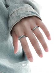 1ST XULIE "The Sea" Oceanic Drip Wax Statement Band Ring in 925 Sterling Silver - On Model