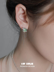 1ST XULIE "Renewal & Growth" Onyx Tassel Earrings in 925 Sterling Silver - On Model