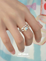 1ST XULIE Jewelry "Juicy Flight" Orange Sea Paper Plane Statement Open Ring in 925 Sterling Silver - Angle View