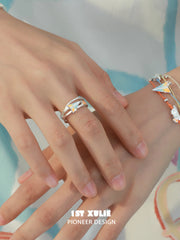 1ST XULIE Jewelry "Juicy Flight" Orange Sea Paper Plane Statement Open Ring in 925 Sterling Silver - Packaging View