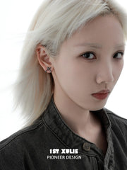 1ST XULIE Jewelry "Irises" Oxidized Cross Stud Earrings in 925 Sterling Silver - Product View