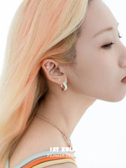 1ST XULIE Jewelry "Juicy Flight" Paper Airplane Charm Huggie Hoops in Platinum Plating - Product View