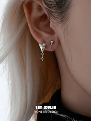 1ST XULIE Jewelry "Star Trails" Paper Airplane Star Stud Earrings in 925 Sterling Silver - Angle 2