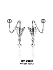 1ST XULIE Jewelry "Star Trails" Paper Airplane Star Stud Earrings in 925 Sterling Silver - Angle 4