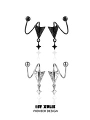 1ST XULIE Jewelry "Star Trails" Paper Airplane Star Stud Earrings in 925 Sterling Silver - Angle 5