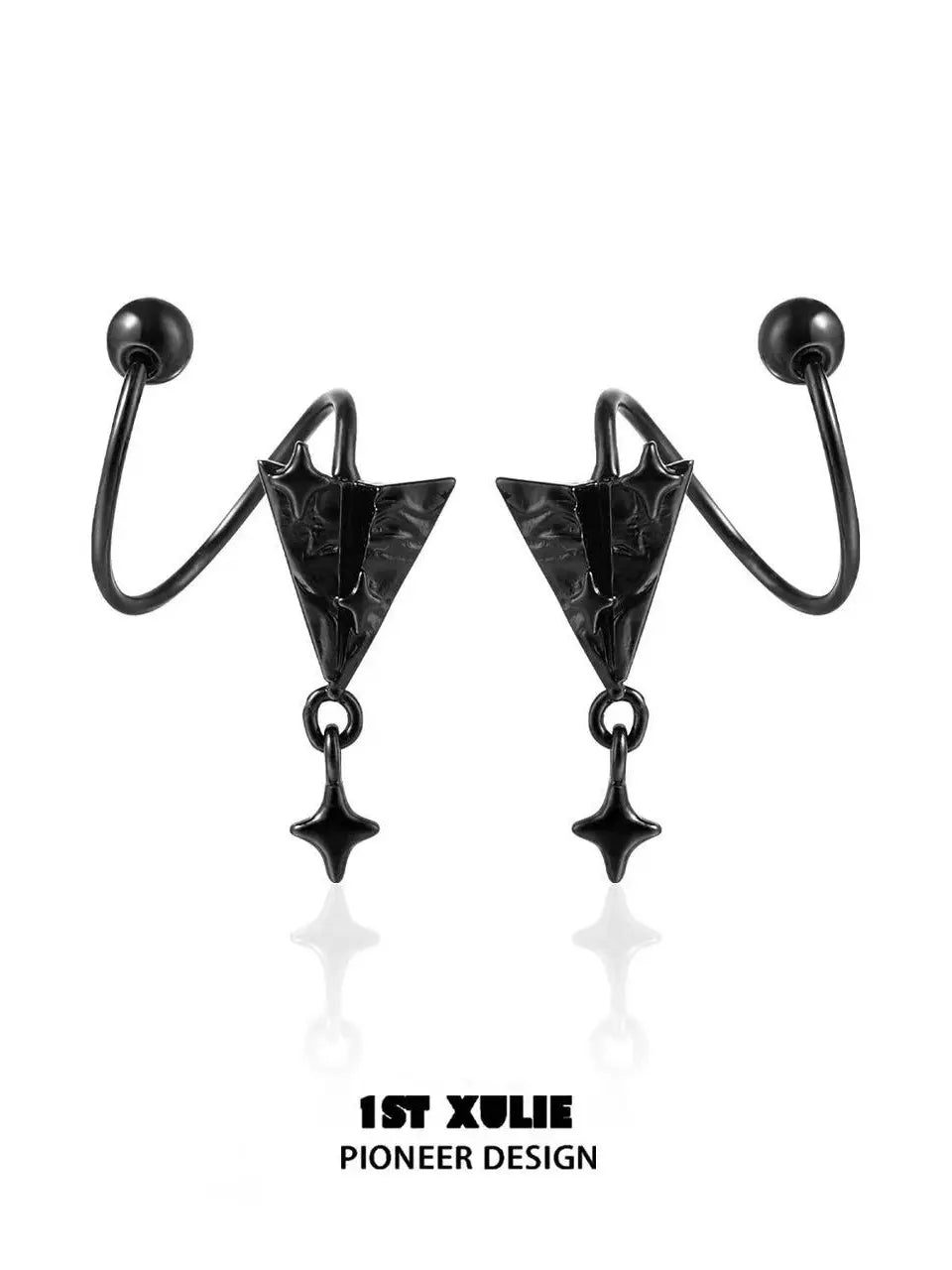 1ST XULIE Jewelry "Star Trails" Paper Airplane Star Stud Earrings in 925 Sterling Silver - Angle 6
