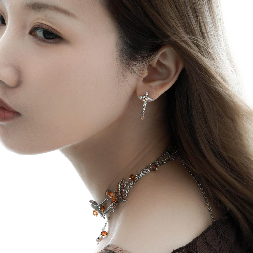 1ST XULIE "Autumn" Statement Pavé Cross Stud Earrings in 925 Sterling Silver - Detail Shot