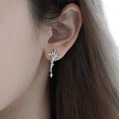 1ST XULIE "Autumn" Statement Pavé Cross Stud Earrings in 925 Sterling Silver - Side View